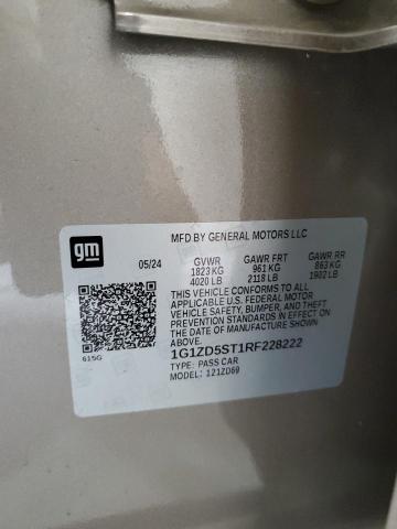 1G1ZD5ST1RF228222 - 2024 CHEVROLET MALIBU LT TAN photo 12