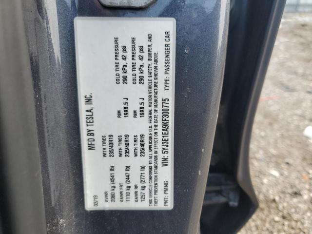 5YJ3E1EA9KF300775 - 2019 TESLA MODEL 3 GRAY photo 12