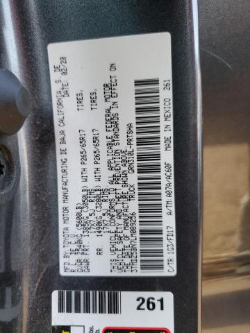 3TMDZ5BN7LM089256 - 2020 TOYOTA TACOMA DOUBLE CAB GRAY photo 12