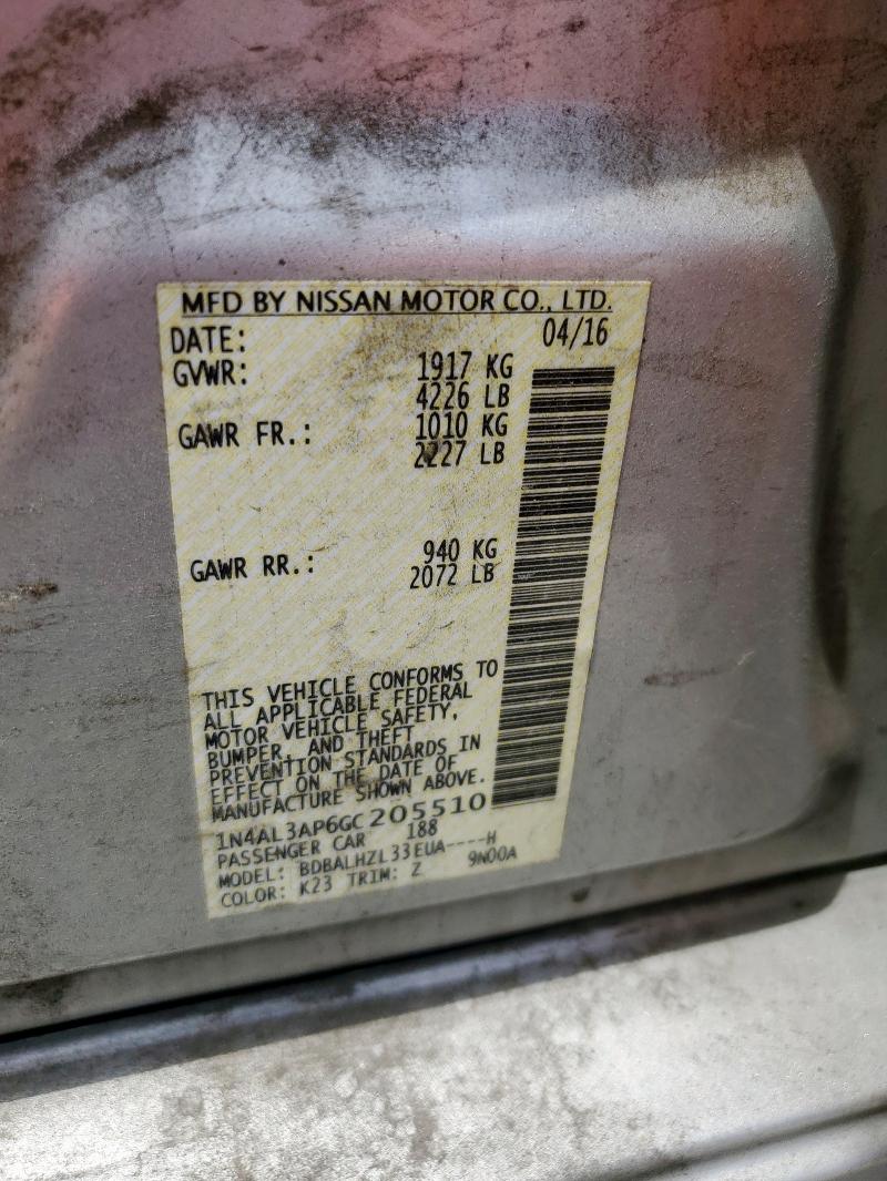 1N4AL3AP6GC205510 - 2016 NISSAN ALTIMA 2.5 فضي صورة 12