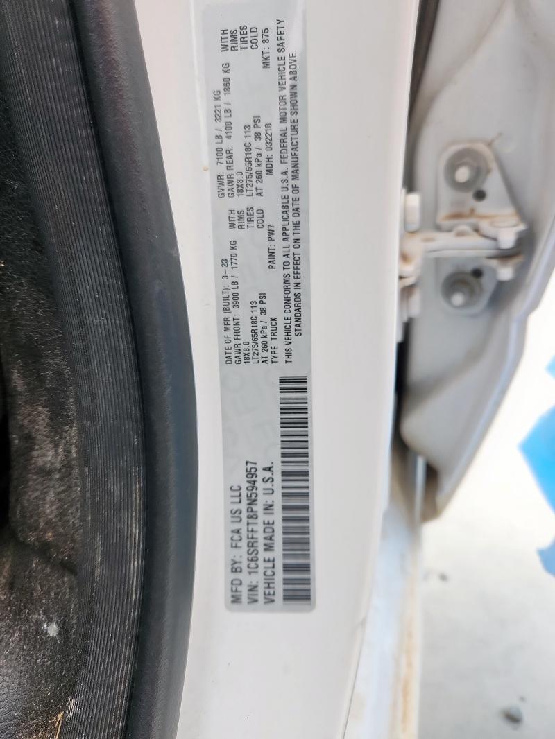 1C6SRFFT8PN594957 - 2023 RAM 1500 BIG HORN/LONE STAR WHITE photo 12