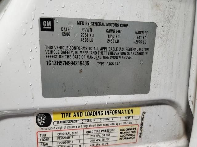 1G1ZH57N994219486 - 2009 CHEVROLET MALIBU 1LT WHITE photo 12