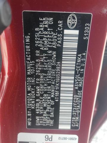 4T1BF1FK1GU529834 - 2016 TOYOTA CAMRY LE Rot Foto 13