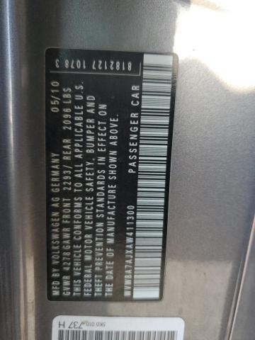 WVWBA7AJXAW411300 - 2010 VOLKSWAGEN GOLF SILVER photo 12