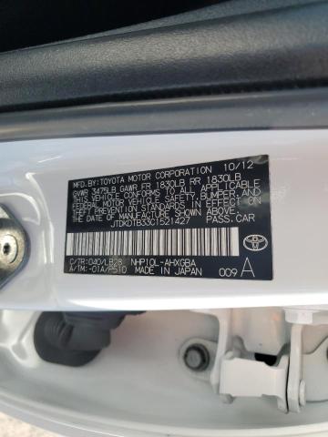 JTDKDTB33C1521427 - 2012 TOYOTA PRIUS C WHITE photo 12