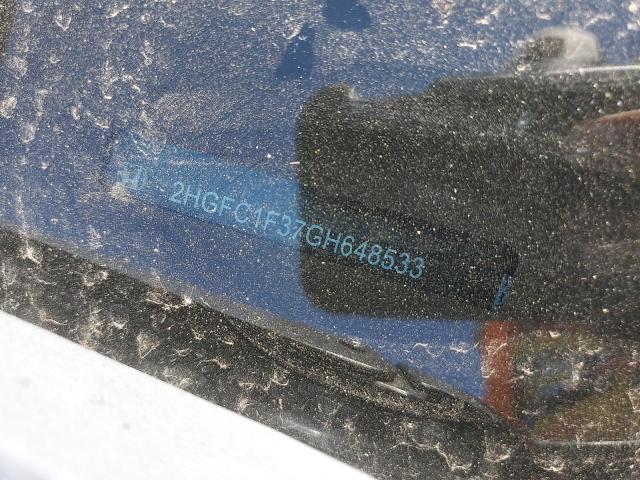 2HGFC1F37GH648533 - 2016 HONDA CIVIC EX 银色 照片 12