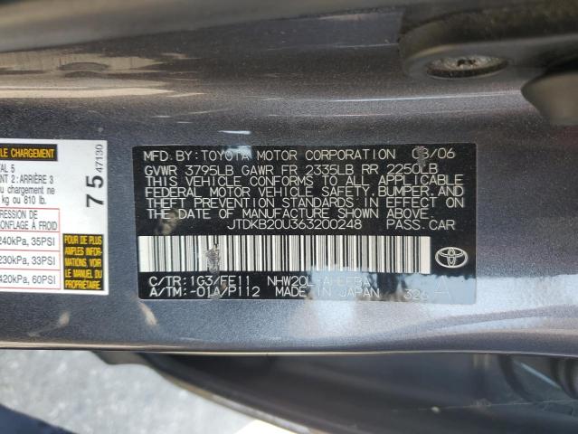 JTDKB20U363200248 - 2006 TOYOTA PRIUS Графитовый фото 12