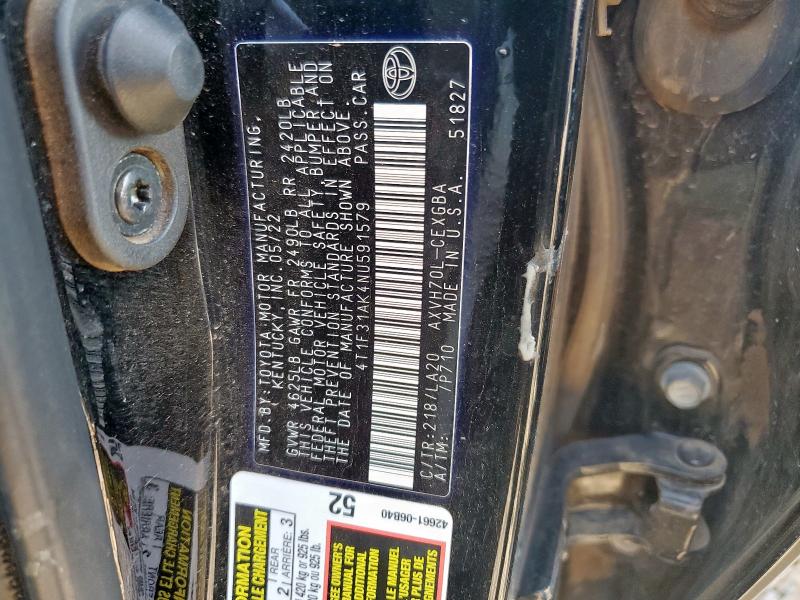 4T1F31AK4NU591579 - 2022 TOYOTA CAMRY XLE Qara foto 13