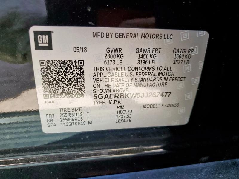 5GAERBKW5JJ267477 - 2018 BUICK ENCLAVE ESSENCE Schwarz Foto 13