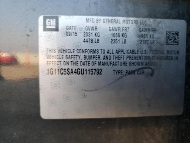 1G11C5SA4GU115792 - 2016 CHEVROLET MALIBU LIM LT 灰色 照片 12