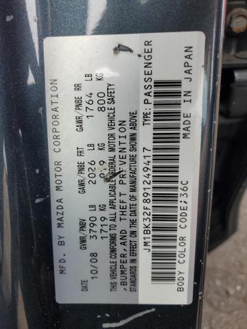 JM1BK32F891249417 - 2009 MAZDA 3 I GRAY photo 12