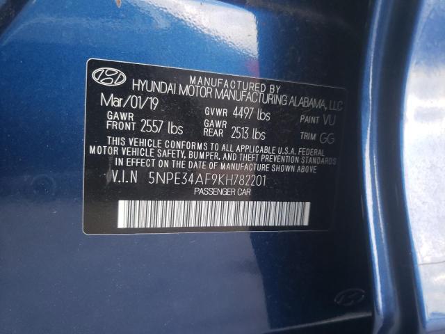 5NPE34AF9KH782201 - 2019 HYUNDAI SONATA LIMITED BLUE photo 12