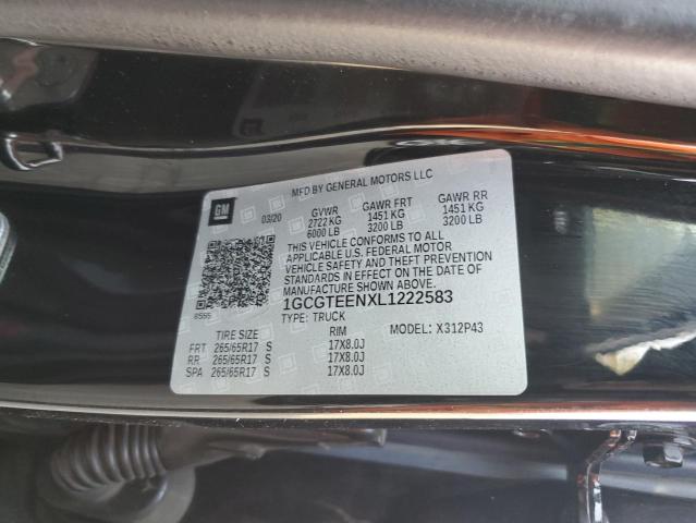 1GCGTEENXL1222583 - 2020 CHEVROLET COLORADO ZR2 BLACK photo 12