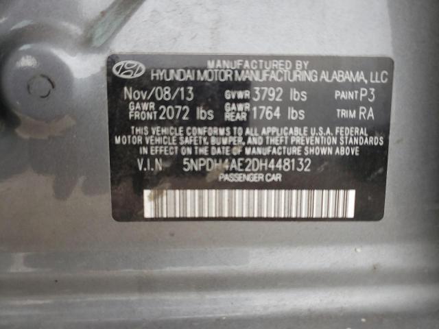 5NPDH4AE2DH448132 - 2013 HYUNDAI ELANTRA GLS GRAY photo 12