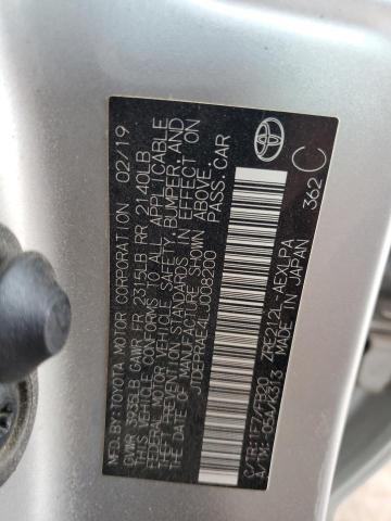 JTDEPRAE4LJ008200 - 2020 TOYOTA COROLLA LE 银色 照片 12