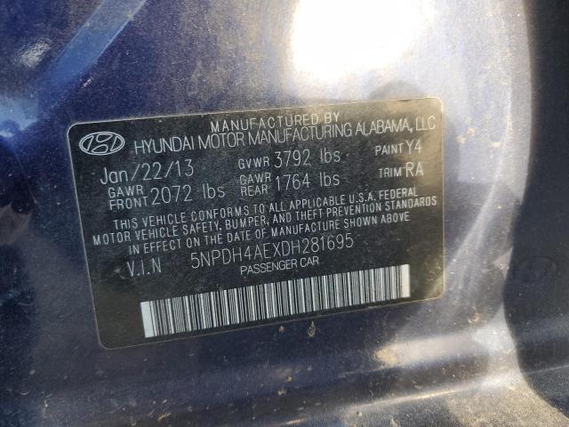 5NPDH4AEXDH281695 - 2013 HYUNDAI ELANTRA GLS BLUE photo 13