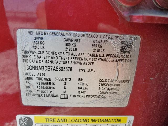 3GNBABDB7AS605678 - 2010 CHEVROLET HHR LT RED photo 12