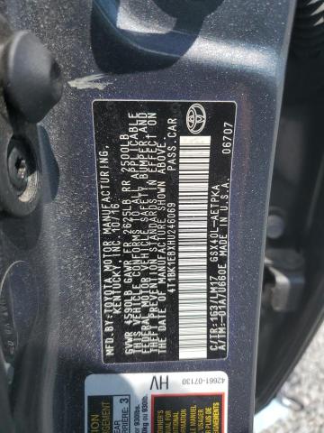 4T1BK1EBXHU246069 - 2017 TOYOTA AVALON XLE GRAY photo 12