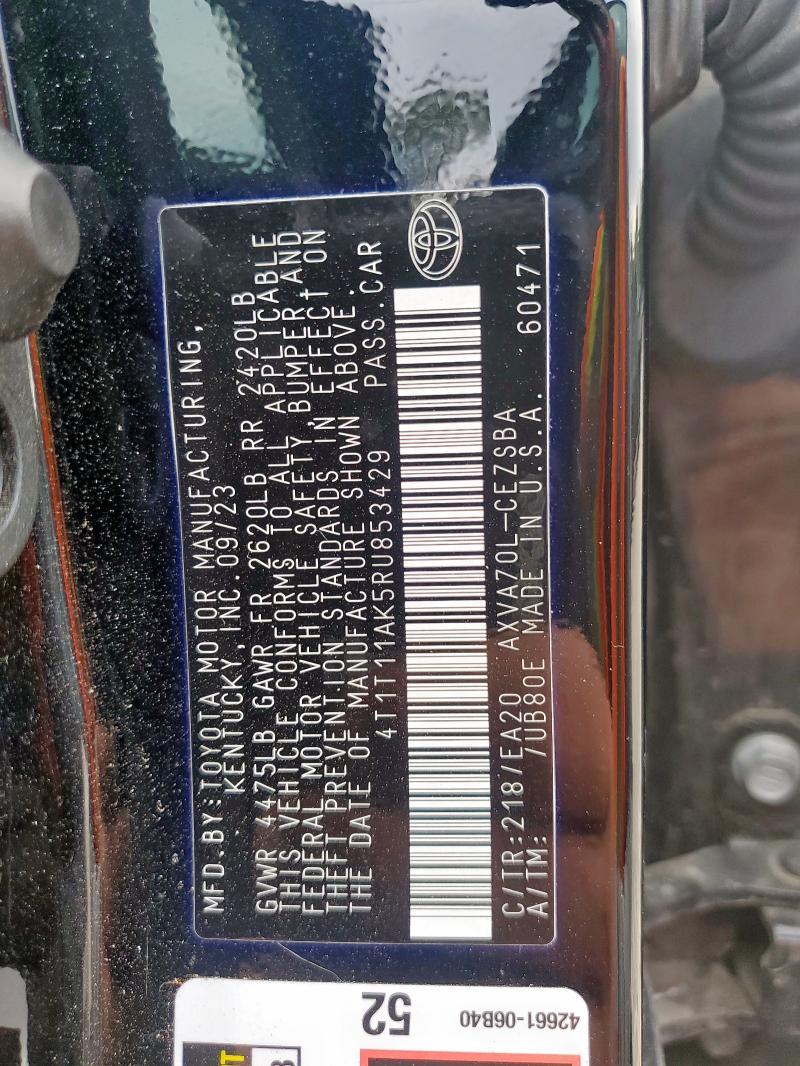 4T1T11AK5RU853429 - 2024 TOYOTA CAMRY SE NIGHT SHADE BLACK photo 13