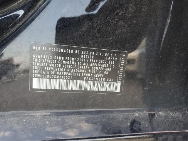 3VWC57BU7KM216321 - 2019 VOLKSWAGEN JETTA S BLACK photo 12