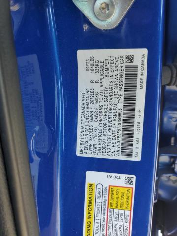 2HGFE2F57RH509698 - 2024 HONDA CIVIC SPORT BLUE photo 12