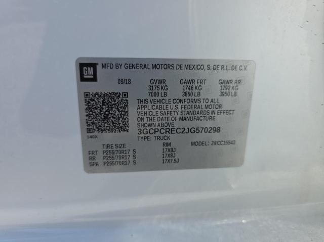 3GCPCREC2JG570298 - 2018 CHEVROLET SILVERADO C1500 LT Biały zdjęcie 10