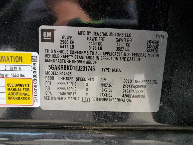 5GAKRBKD1EJ231745 - 2014 BUICK ENCLAVE 黑色 照片 13