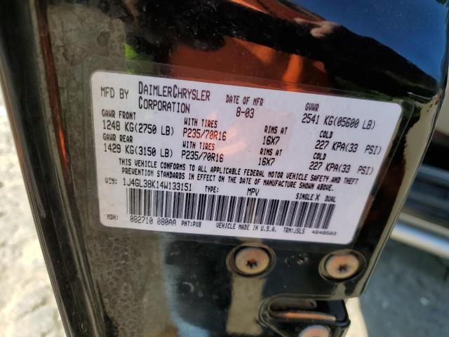 1J4GL38K14W133151 - 2004 JEEP LIBERTY RENEGADE 黑色 照片 13