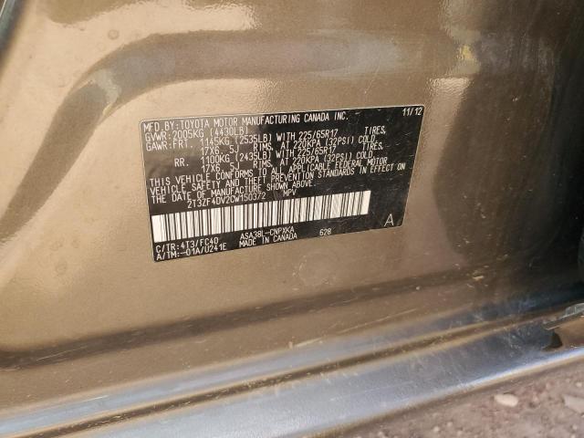 2T3ZF4DV2CW150372 - 2012 TOYOTA RAV4 GRAY photo 13