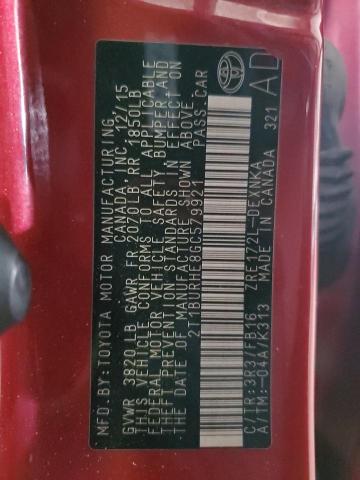 2T1BURHE8GC579921 - 2016 TOYOTA COROLLA L RED photo 12