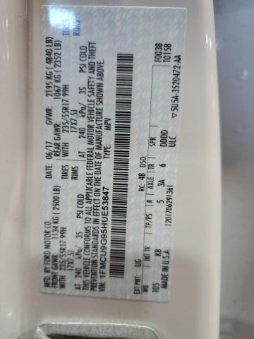 1FMCU9G95HUE53847 - 2017 FORD ESCAPE SE WHITE photo 13