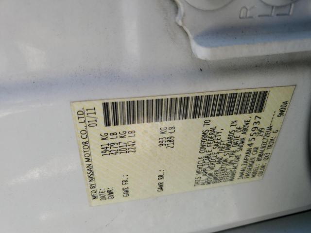 1N4AL2APXBN455937 - 2011 NISSAN ALTIMA BASE 白色 照片 12