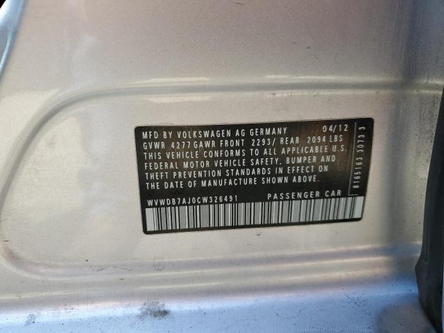 WVWDB7AJ0CW326491 - 2012 VOLKSWAGEN GOLF 银色 照片 12
