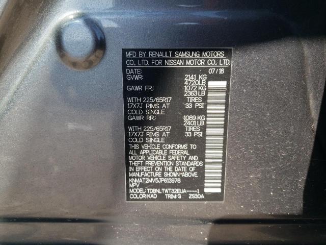 KNMAT2MV5JP613978 - 2018 NISSAN ROGUE S GRAY photo 13