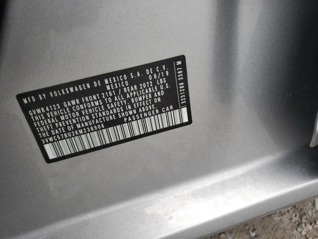 3VWC57BU2KM238906 - 2019 VOLKSWAGEN JETTA S SILVER photo 12