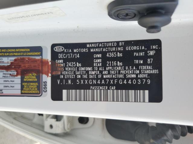 5XXGN4A7XFG440379 - 2015 KIA OPTIMA EX WHITE photo 12