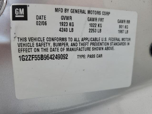 1G2ZF55B964249092 - 2006 PONTIAC G6 SE SILVER photo 12