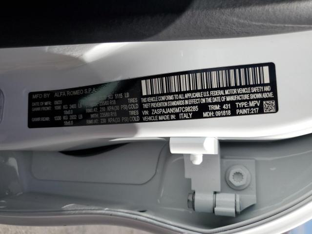 ZASPAJAN5M7C98285 - 2021 ALFA ROMEO STELVIO SPORT Weiß Foto 14