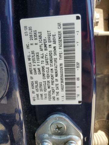 1HGCP36859A000978 - 2009 HONDA ACCORD EXL BLUE photo 12