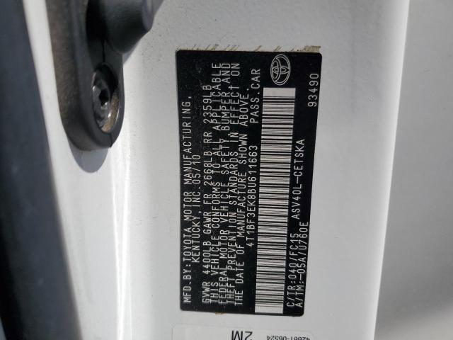 4T1BF3EK8BU611663 - 2011 TOYOTA CAMRY BASE WHITE photo 13