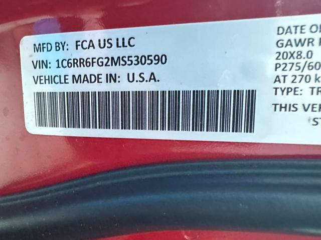 1C6RR6FG2MS530590 - 2021 RAM 1500 CLASSIC TRADESMAN RED photo 10