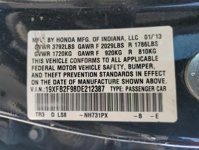 19XFB2F98DE212387 - 2013 HONDA CIVIC EXL BLACK photo 12