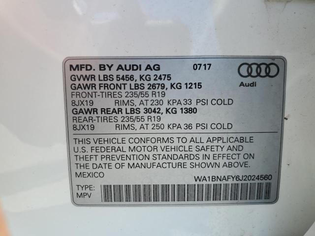 WA1BNAFY6J2024560 - 2018 AUDI Q5 PREMIUM PLUS WHITE photo 14