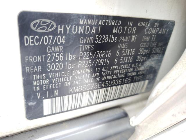 KM8SC73E45U936165 - 2005 HYUNDAI SANTA FE GLS WHITE photo 13