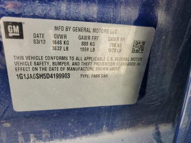 1G1JA6SH5D4199903 - 2013 CHEVROLET SONIC LS Կապույտ լուսանկար 13