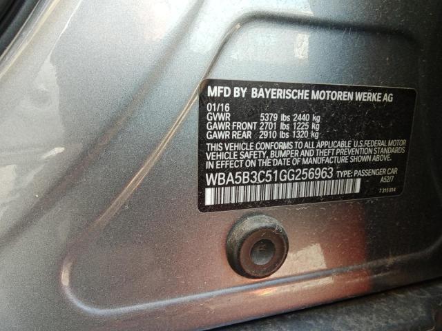 WBA5B3C51GG256963 - 2016 BMW 535 XI Сріблястий фото 12