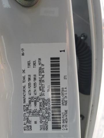 5TFRM5F18KX143801 - 2019 TOYOTA TUNDRA DOUBLE CAB SR/SR5 WHITE photo 12