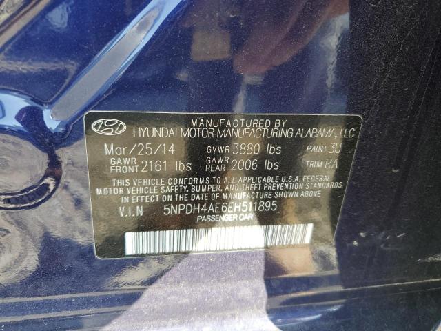 5NPDH4AE6EH511895 - 2014 HYUNDAI ELANTRA SE BLUE photo 12