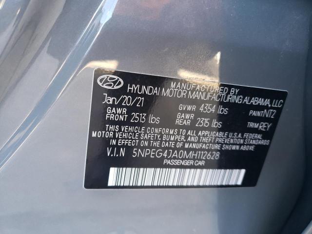 5NPEG4JA0MH112628 - 2021 HYUNDAI SONATA SE GRAY photo 12