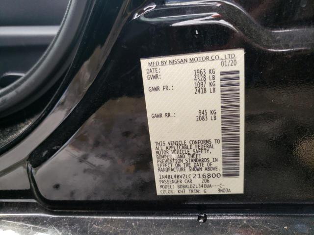 1N4BL4BV2LC216800 - 2020 NISSAN ALTIMA S BLACK photo 12